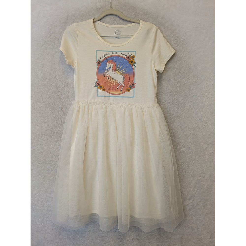 Wonder Nation Tutu‎ Dress Girl's XL 14-16 Cream Unicorn Radiate Positive Energy